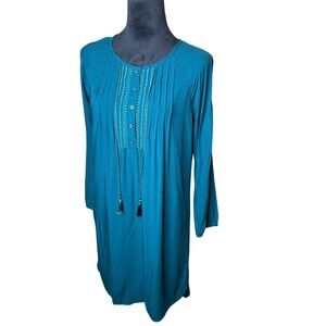 Banana Republic Womens Sz S Embroidered Tassel Boho Shift Dress Boho